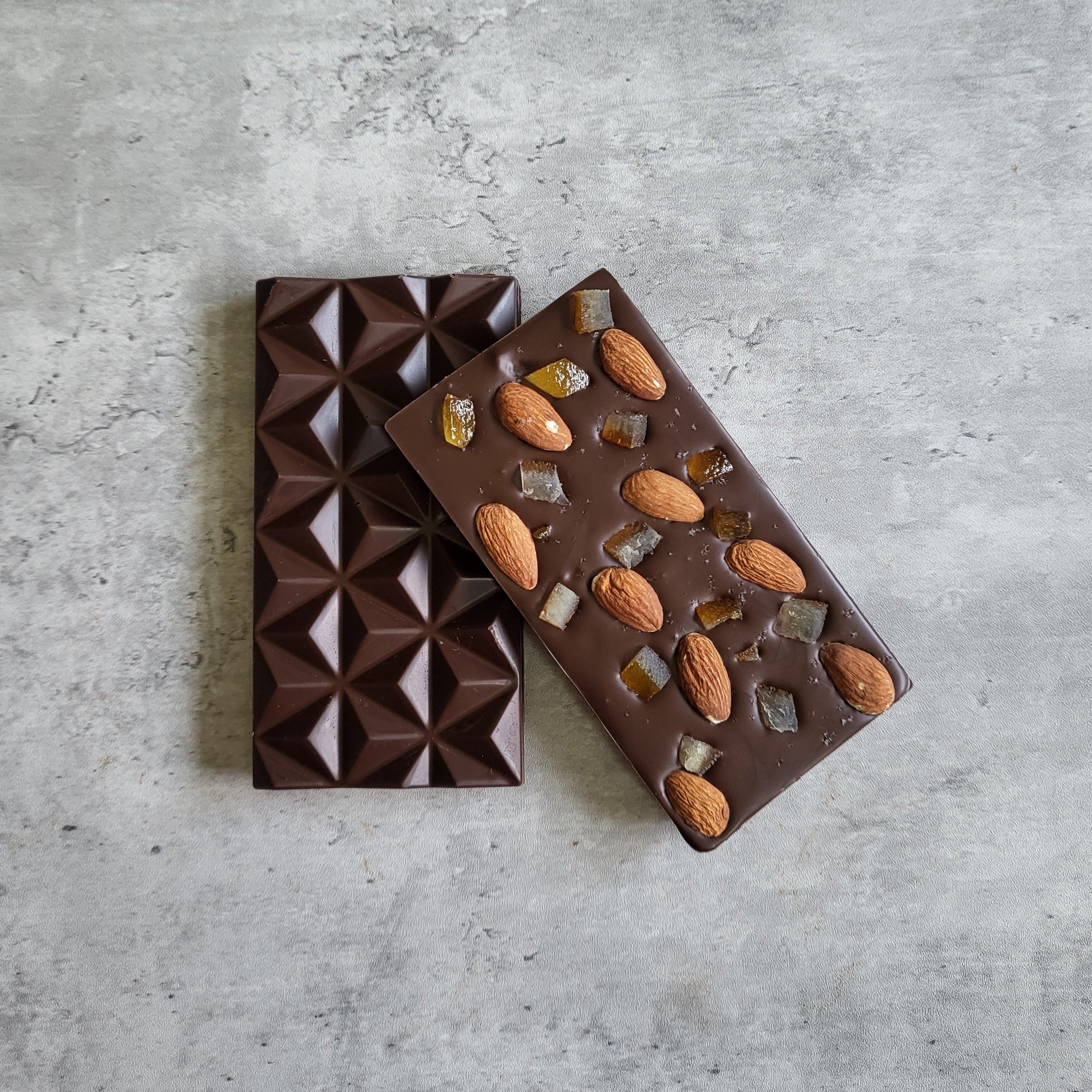 Dark Chocolate Almond & Candied Orange Bar 🍃 – The Naked Truffle