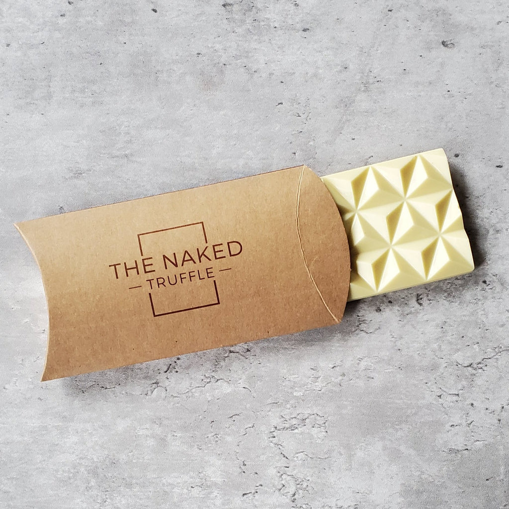 creamy white chocolate bar, eco-friendly packaging 